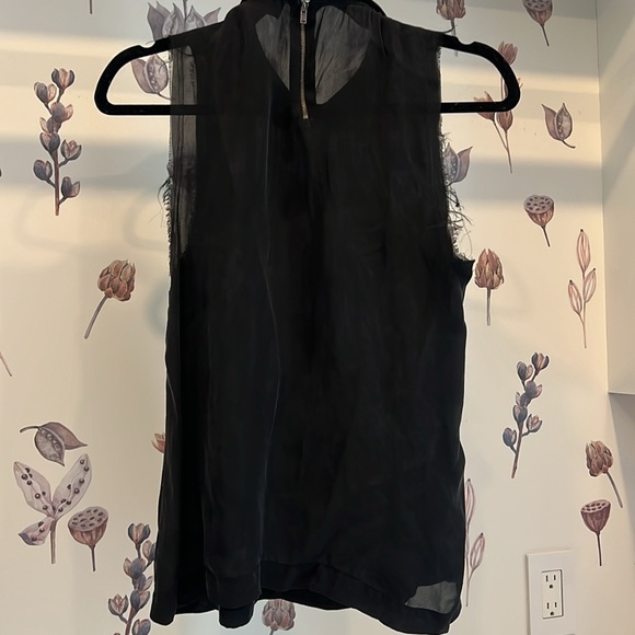 A.L.C Silk Tank With Zipper Back and Leather Collar - Picture 4 of 5